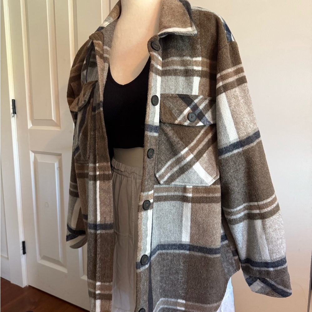 Plaid Button-Up Jacket